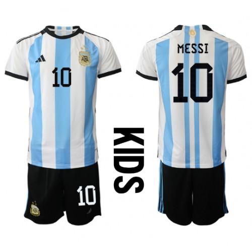 Dres Argentina Lionel Messi #10 Domaci za djecu SP 2022 Kratak Rukav (+ kratke hlače)